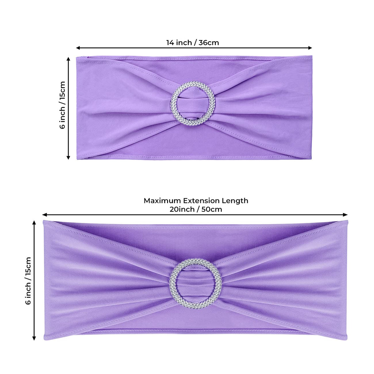 Babenest Spandex Chair Sashes Bows 100PCS Premium Stretch Chair Cover Band with Buckle Slider Universal Elastic Chair Ties for Wedding Party Ceremony Reception Banquet Decoration (Purple)