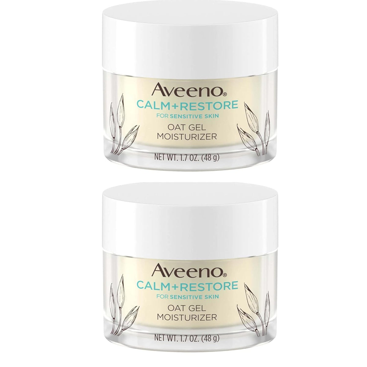 Aveeno Calm + Restore Triple Oat Hydrating Face Serum for Sensitive Skin Gentle and Lightweight Facial Serum to Smooth and Fortify Skin Hypoallergenic, Fragrance & Paraben-Free,1.7 fl. Oz (Pack of 2)