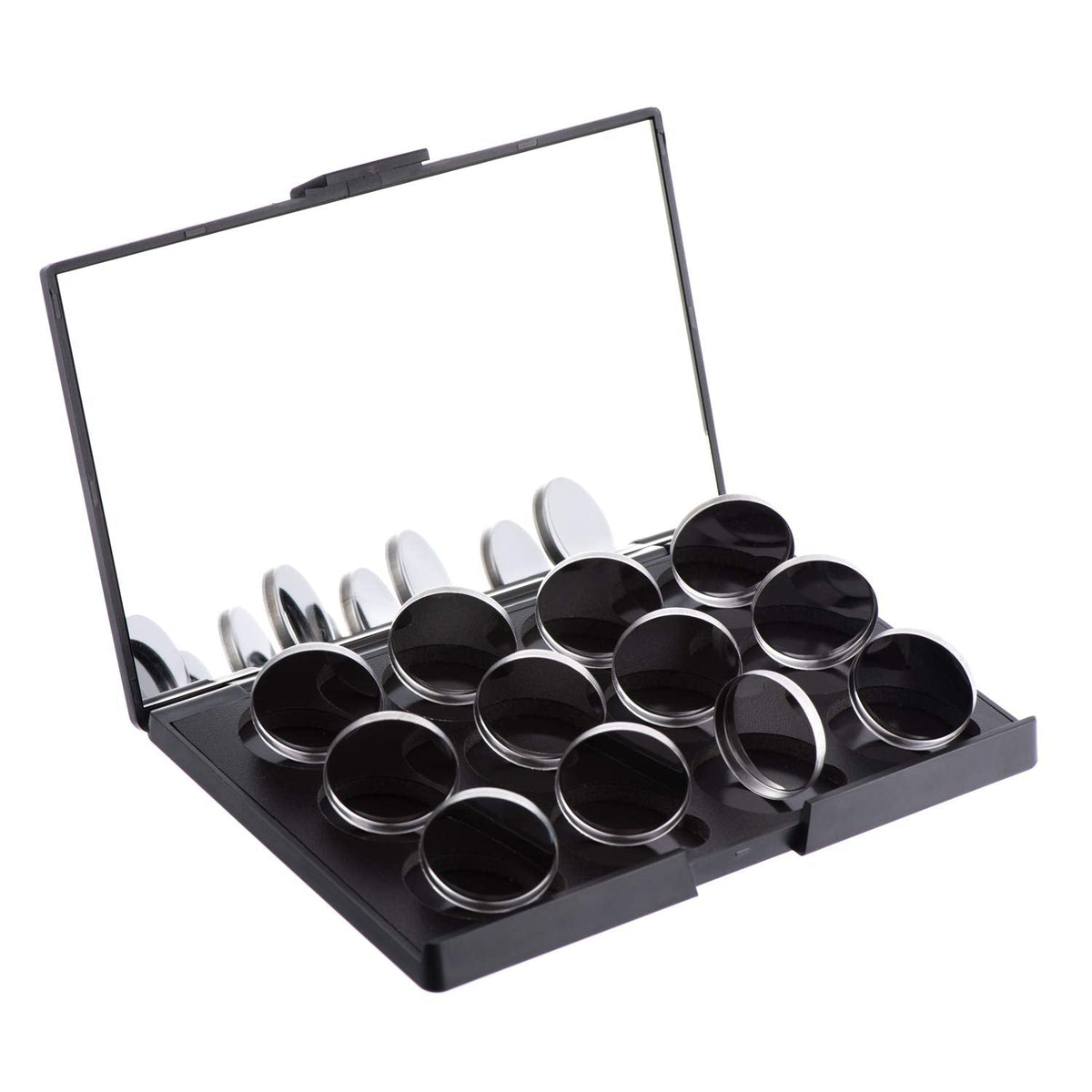 Empty Magnetic Eyeshadow Makeup Palette with Mirror and 12Pcs 26mm Round Metal Pans
