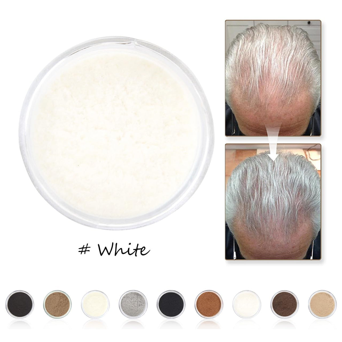 Hair Fibers for Thinning Hair for Women All-Natural Hair Building Fibers 0.98 Oz Hair Volume Powder Bald Spot Cover Up for Men & Women (White)