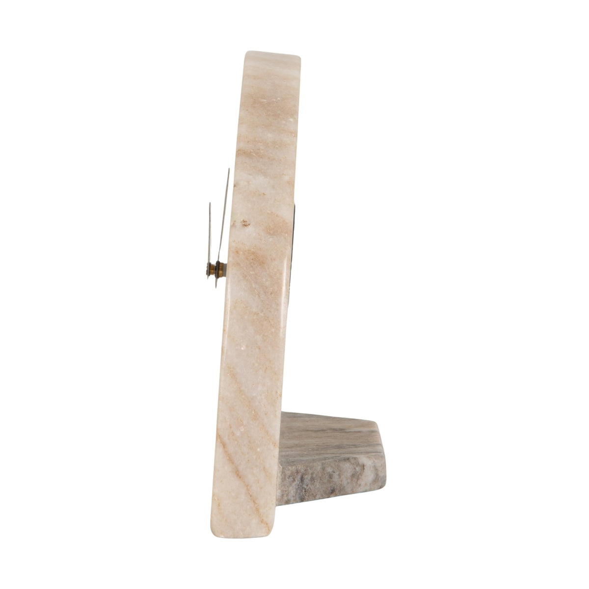 Bloomingville Decorative Half Moon Marble Mantel Clock, Beige and Black