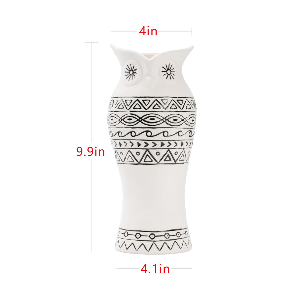 Handcrafted Owl Ceramic Flower Vase - Nordic Boho Farmhouse Centerpiece Owl Decor for Coffee Table& Shelf Living Room Decorative with Pampas Grass