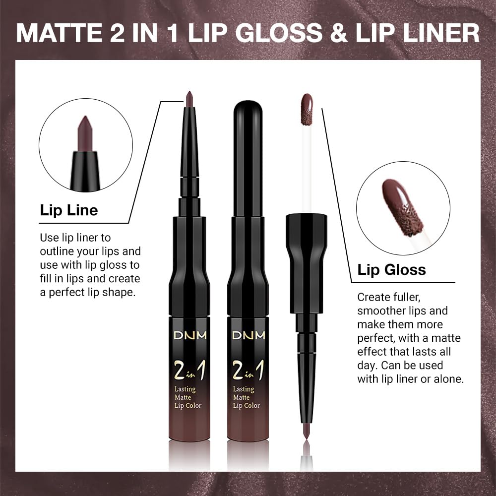 evpct 1Pcs Dark Deep Brown Chocolate Matte Lip Liner and Liquid Lipstick Stain Makeup Set for women, Long Lasting Smudge Proof Lipstick labiales matte mate larga duracion listip 24 hours originales,04