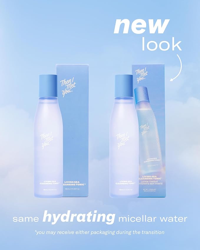 Then I Met You Living Sea Cleansing Tonic, Face Toner & Makeup Remover Micellar Water with Deep Sea Water, Papaya Enzymes & Licorice Root, Vegan & Clean Skincare, 6.08 oz