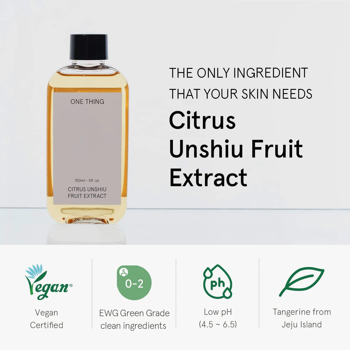 ONE THING Citrus Unshiu Fruit Toner (Tangerine Extract) 5.07 Fl Oz | Hydrating Revitalizing Facial Extract, Uneven Dull Skin, Vitamin C | Acne Scars Dark Spots Pigmentation | Vegan Korean Skin Care