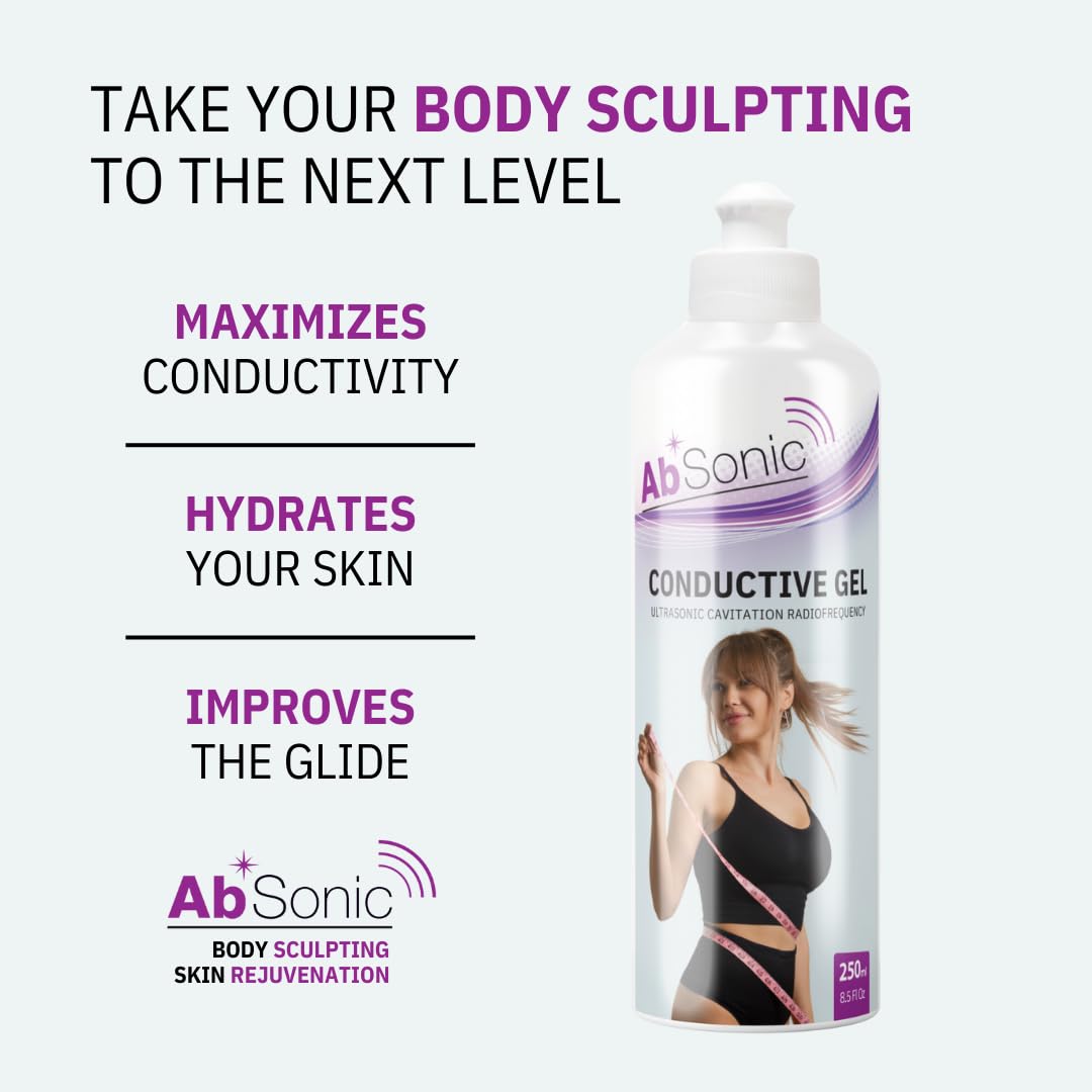 Absonic Conductive Gel for Cavitation & Microcurrent – Gel for Facial Rejuvenation, Body Sculpting, RF, Ultrasonic Devices & Abs Belts – Hypoallergenic, Paraben-Free, 2-Pack (8.5 oz Each)