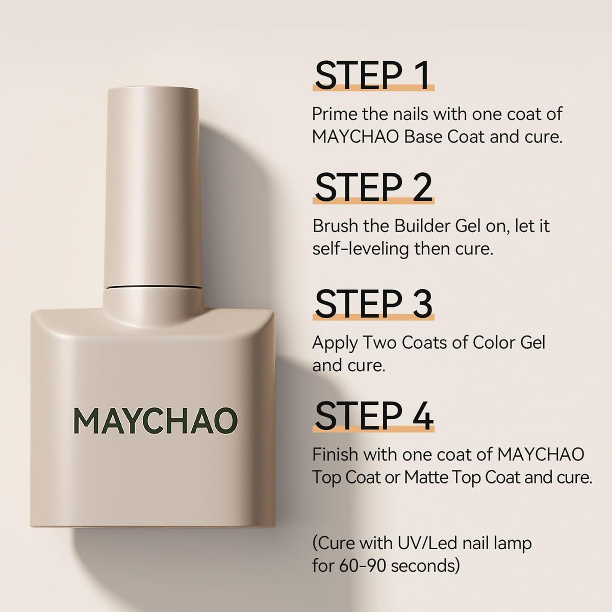 MAYCHAO Clearly Nude Builder Gel for Nails, 15ml Nail Strengthener in a Bottle, Nail Extension Hard Gel, Soak Off Long Lasting UV Light Cure