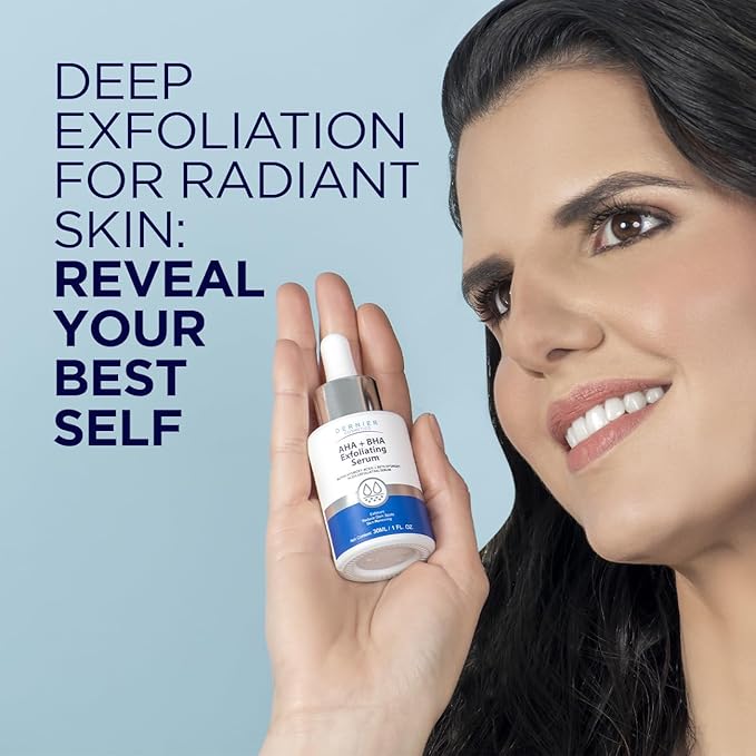 Dernier Exfoliating Serum with AHA + BHA 0.5% – Face Wash Skin Care Lactic Acid Salicylic Acid Hyaluronic Acid for Hyperpigmentation & Pore Minimizing Cell Regenerator (1 fl oz)