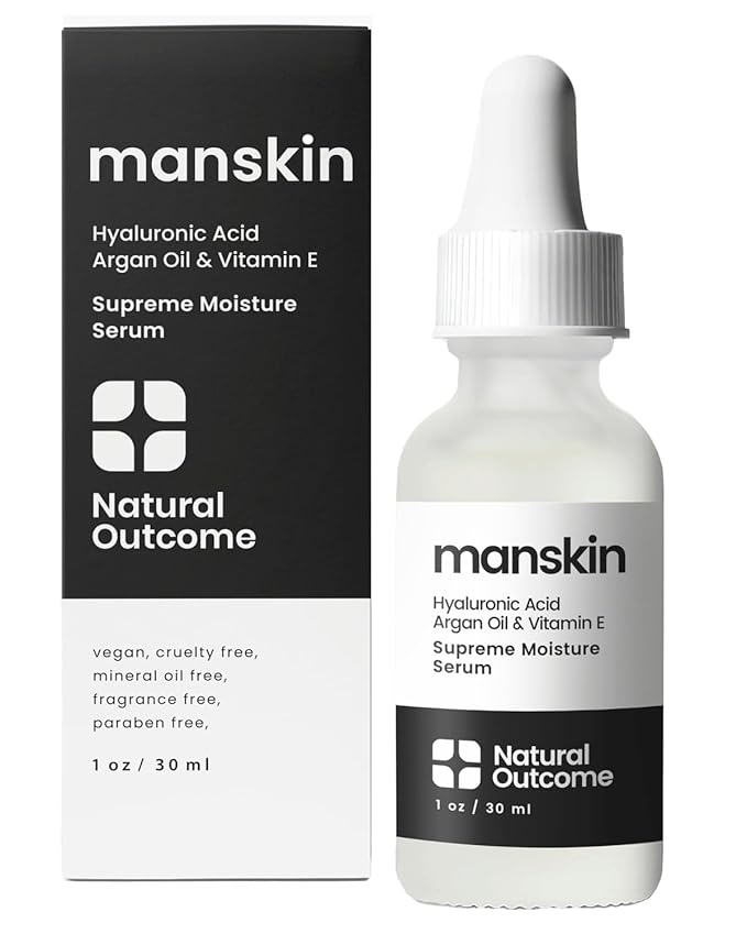 Natural Outcome Man Skin Supreme Moisture Serum Mens I Mens Anti-Aging Day & Night Facial Serum I Advanced Moisture Serum with Hyaluronic Acid, Argan Oil & Vitamin E
