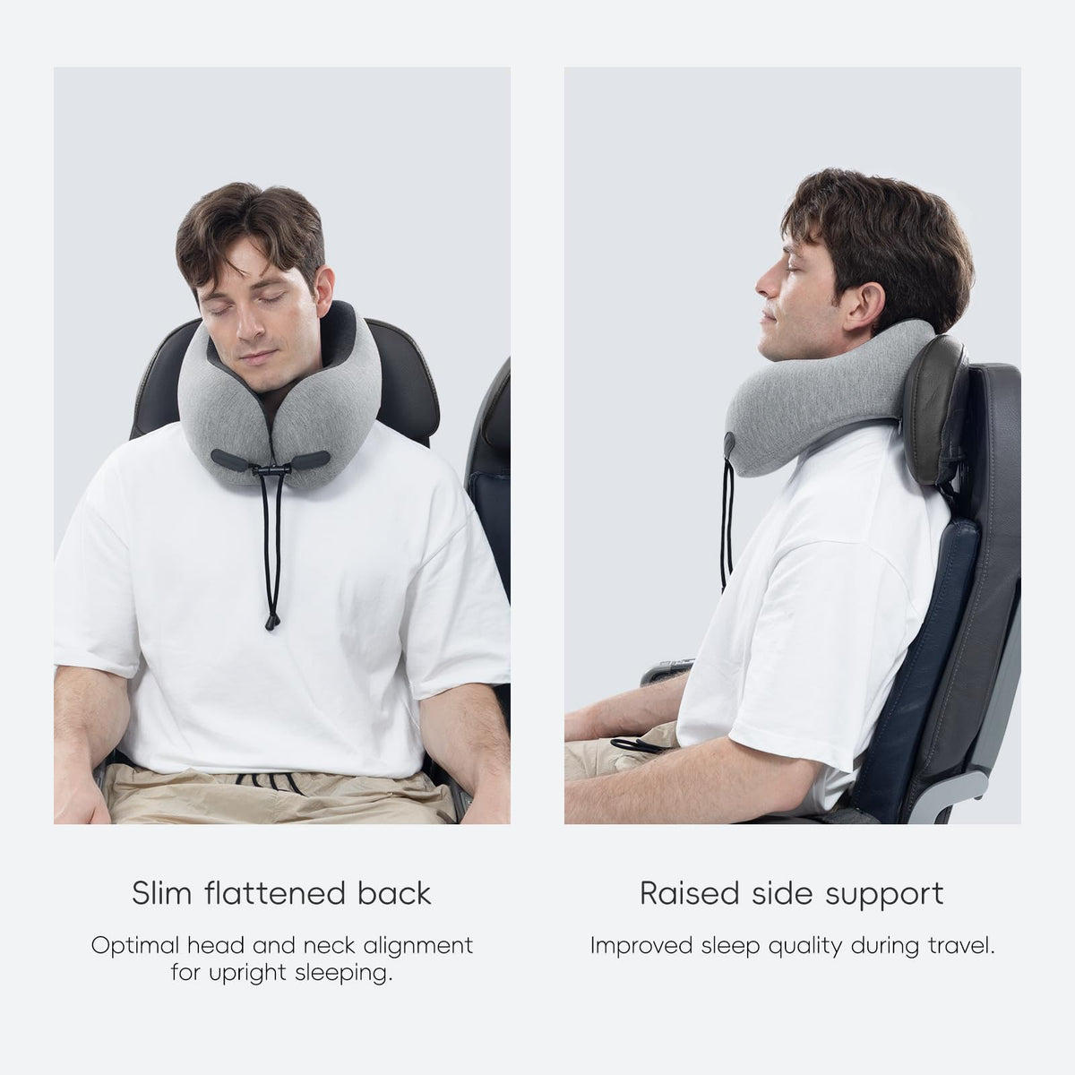 urnexttour Neck Pillow for Travel Memory Foam Design Models Pillows with Zero Eye Pressure 3D Eye Mask and Compact Bag Traveling Essentials Plane Car Flight Rest Sleeping Use Adult, Light Gray