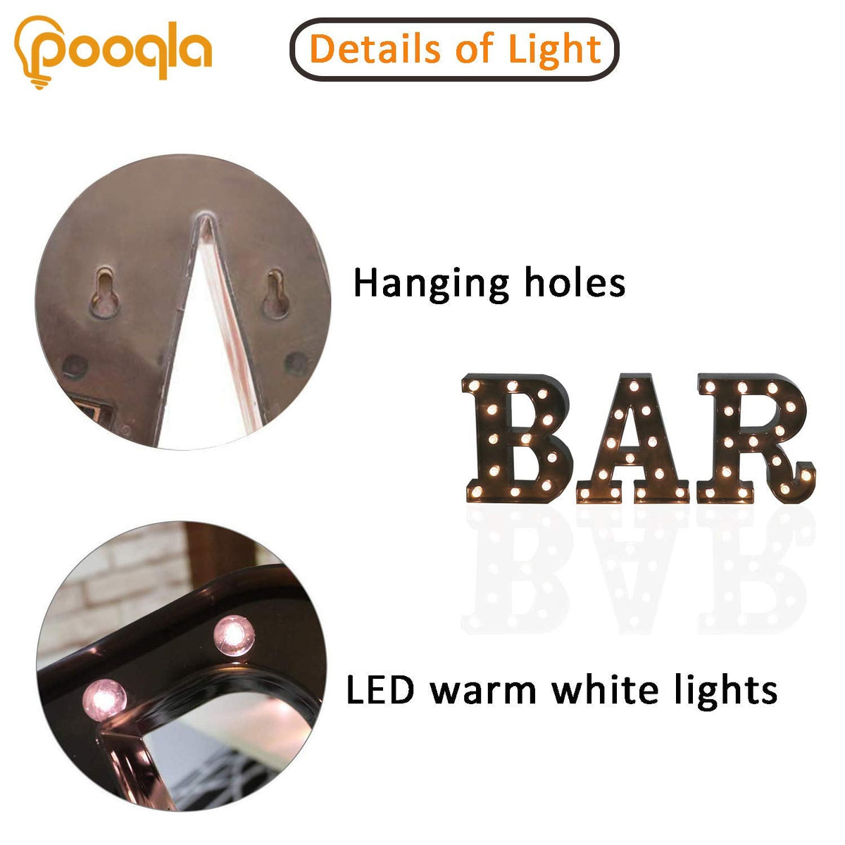 BAR - Illuminated Marquee Bar Sign - Lighted LED Marquee Word Sign - Pre-Lit Pub Bar Sign Light Battery Operated (23.03-in x 8.66-in) (Black BAR)