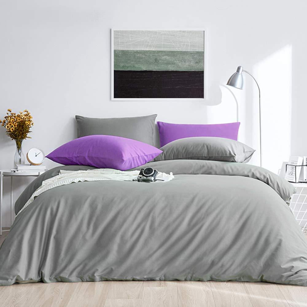 FLXXIE Microfiber Pillow Cases Queen Size Set of 2, Soft Pillowcases with Envelope Closure, Wrinkle Resistant Pillow Covers, 20x30, Purple