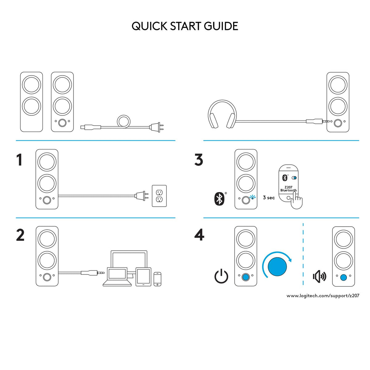 Logitech Z207 2.0 Stereo Computer Speakers with Bluetooth