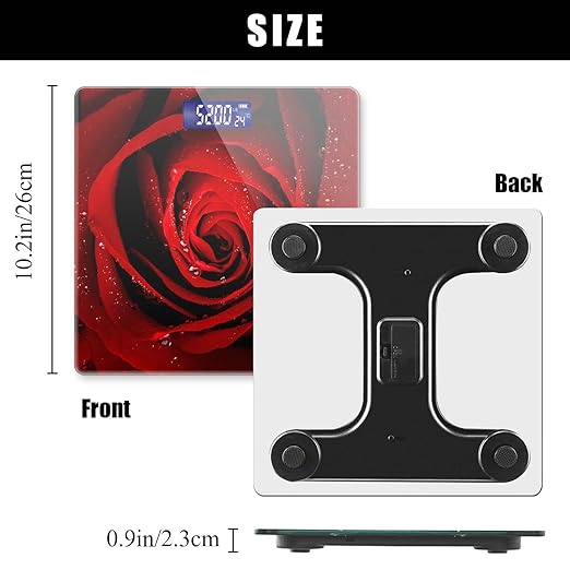 Weight Scale Digital Bathroom Scale Scale for Body Weight 400 lbs Personalized Digital Scale with Backlit Display Easy Read(Battery Not Included) - Red Rose
