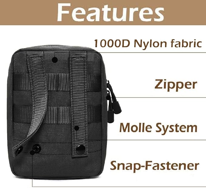 First Aid Kit EMT Medical IFAK Pouch, Molle Tactical Med Emergency Trauma Bag for Camping Home Car Hiking Hunting (Black)