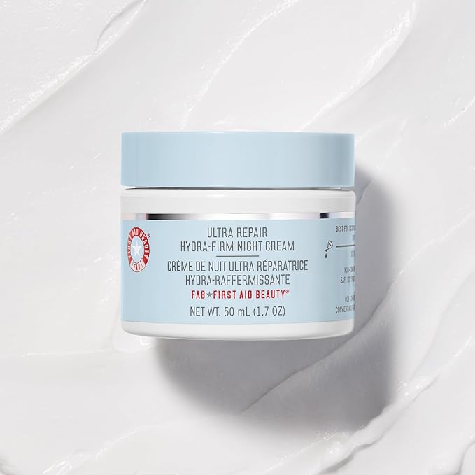 First Aid Beauty - Ultra Repair Hydra-Firm Night Cream, Hydrating Night Repair Skin Cream, Visibly Combat Signs of Aging, Deeply Rich & Buttery Texture, Alcohol Free, Sensitive Skin Safe, 1.7 oz
