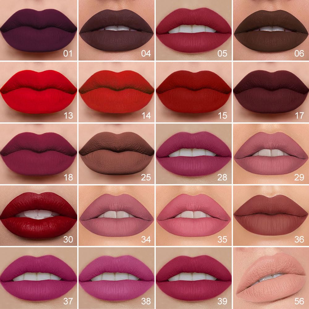 evpct 1Pcs Dark Oxblood Red Matte Lip Liner and Liquid Lipstick Stain Makeup Set for women, Red Long Lasting Smudge Proof Lipstick labiales matte mate larga duracion listip 24 hours originales,15#