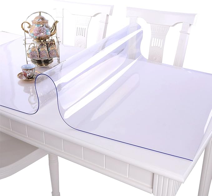 NECAUX Custom 12 x 28 Inch Clear Desk Cover Protector, 1.5mm Thick Plastic Desk Pad Mat, Table Cover Tablecloth Protector for Office Computer Writing Desk, Side Table, End Table, Night Stand, Dresser