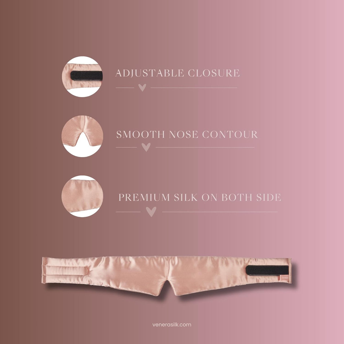 Silk Eye Mask - 100% Pure Mulberry 22 Momme Silk Sleep Mask, Adjustable Sleep Mask for Women and Men (Adjustable, Cloud Pink)