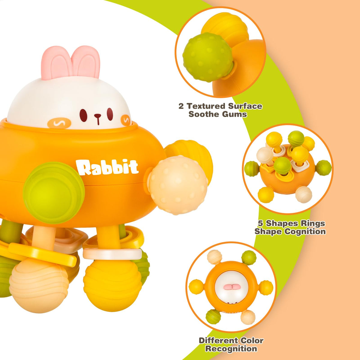 Baby Teething Toys, Baby Teethers Montessori Sensory Toys for 0-6 6-12 Months, Gifts for Newborn Infant Boys Girls 0 3 6 9 12 18 Months 1 One Year Old Toys, Baby Rattle Chew Toys
