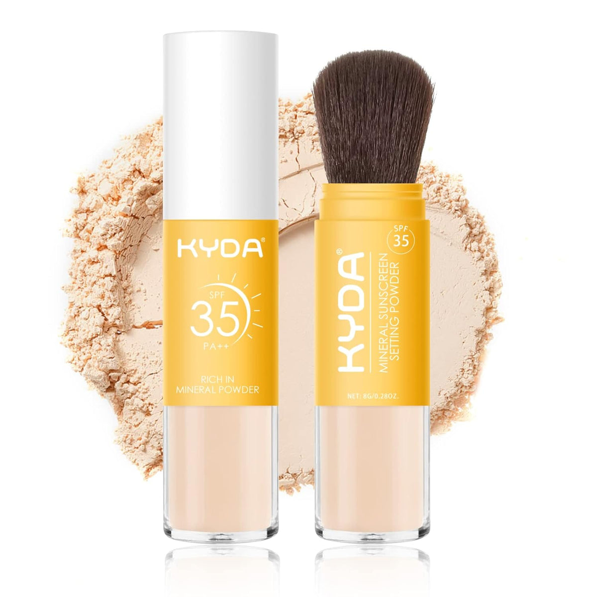 KYDA Mineral Sunscreen Setting Powder for Face & Scalp, SPF 35 Mineral Scalp Sunscreen, Lasting Oil Control Matte Loose Powder, Lightweight Breathable for All Skin Type, Medium