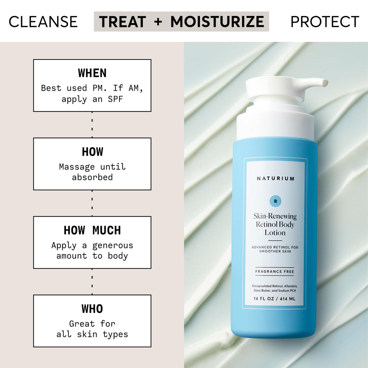 Naturium Skin-Renewing Retinol Body Lotion Jumbo, Advanced Firming Anti-Aging Skin Care, with Encapsulated Retinol & Shea Butter, 14 oz