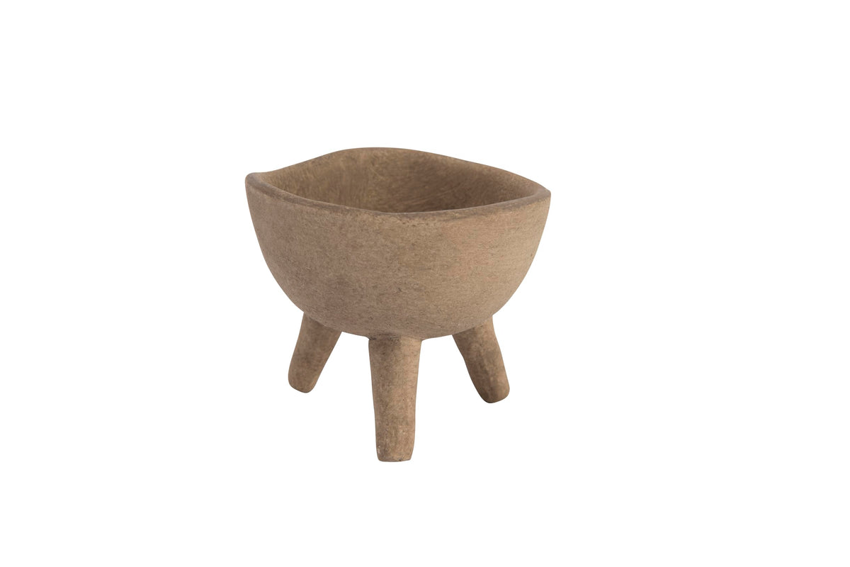 Creative Co-Op Boho Terracotta Footed Bowl with Organic Edge, Matte Taupe