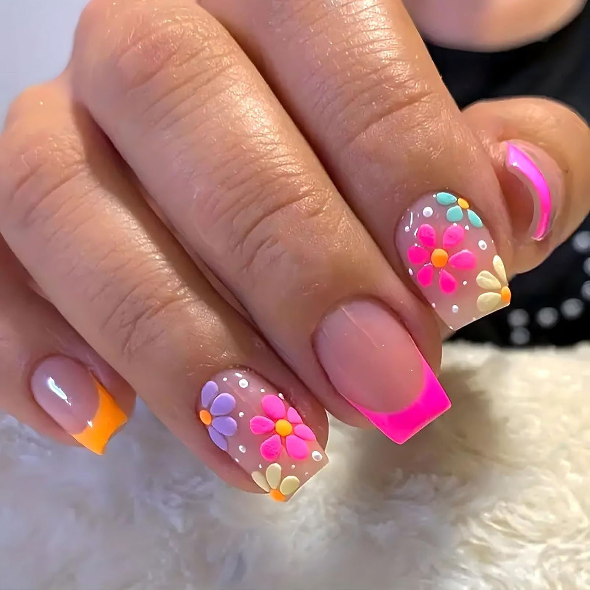 Flower Nail Art Stickers Decals, 4 Sheets 3D Self Adhesive Embossed Flower Nail Decals Nail Art Supplies Designs, Floral Nail Accessories for Women Girls