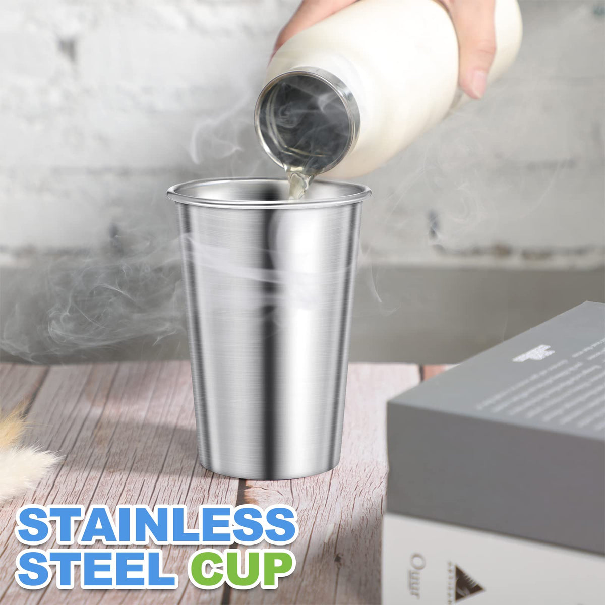 Honeydak 12 Pack Stainless Steel Cups 16 oz Metal Camping Cups Stackable Stainless Steel Pint Tumblers Shatterproof Drinking Glasses for Adults Travel, Outdoor, Camping, Everyday