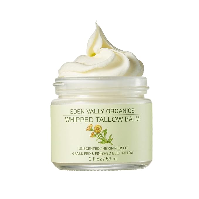 Handcraft Beef Tallow Balm For Skin/Face/Body, Herb-infused Tallow Moisturizer, Organic Unscented Skincare for Eczema, Rosacea - 2 fl oz