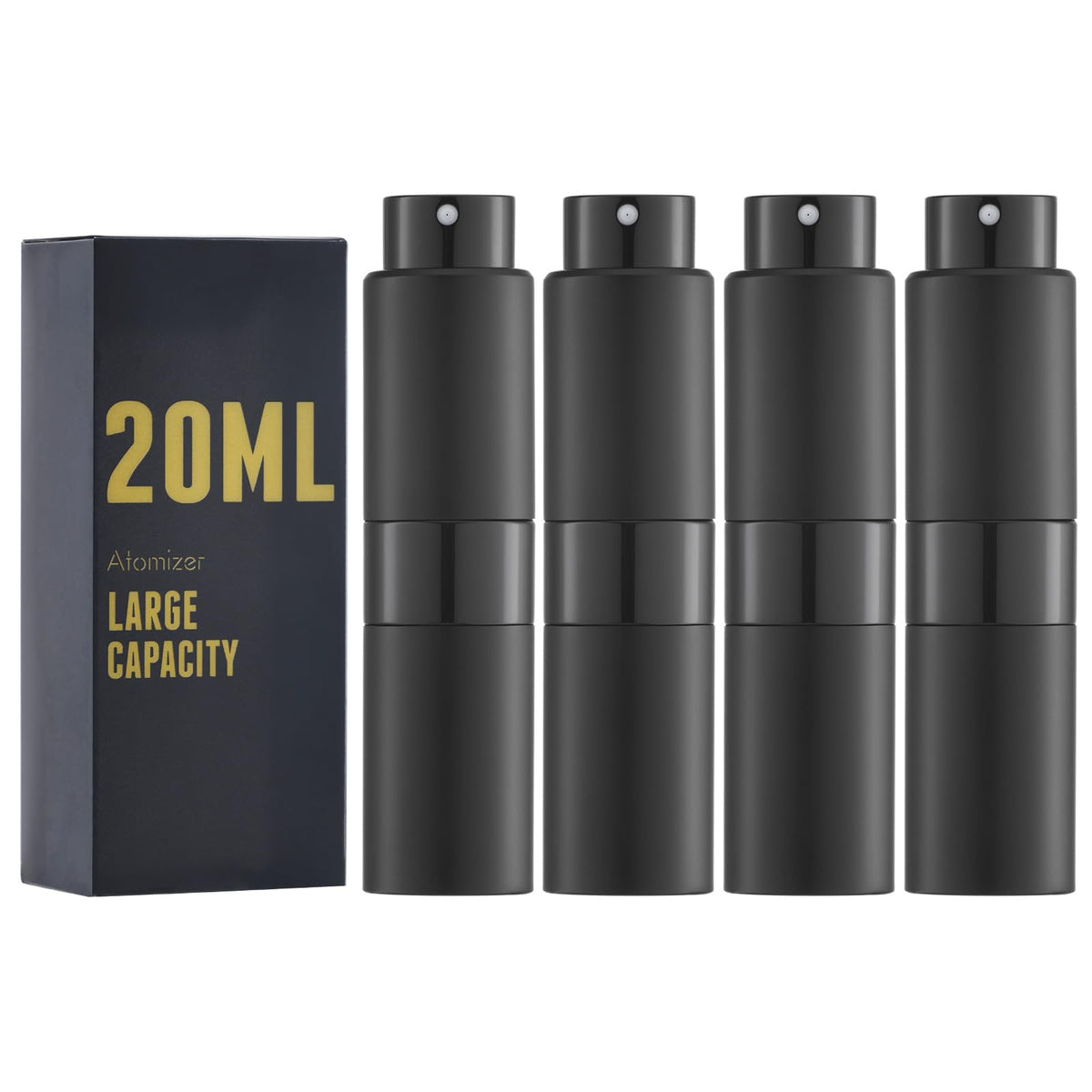 owlyee 20ML Perfume Atomizer, Travel Cologne Spray Bottle, Mini Empty Sprayer Dispenser (Black,4PCS)