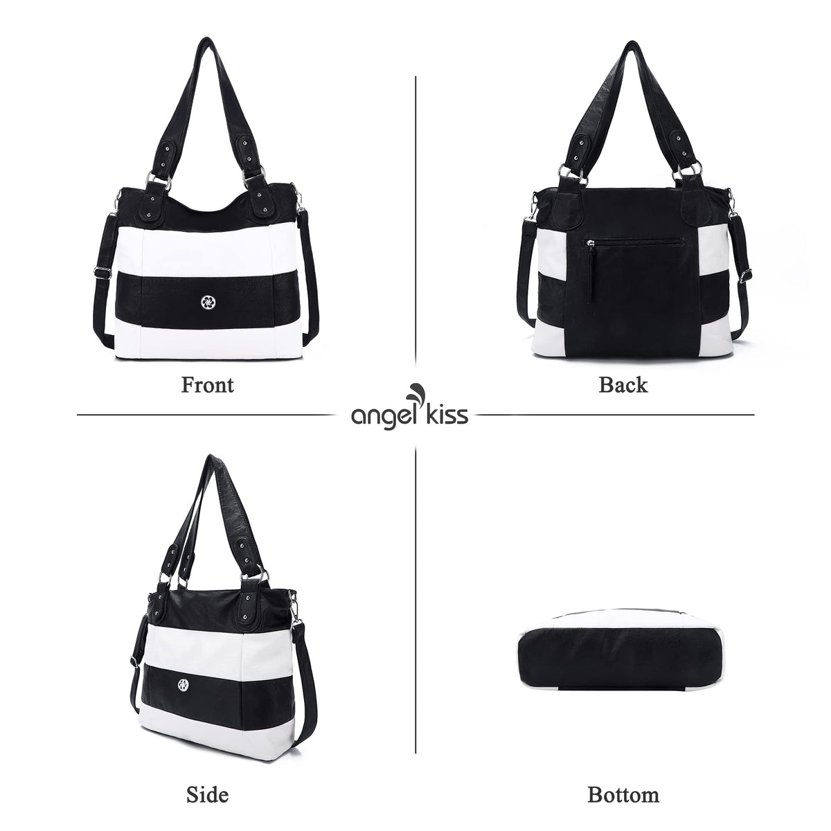 Angel Kiss Hobo Purses for Women Multi-Color Striped Lattice Cross Body Shoulder Purse Bag Tote Handbag