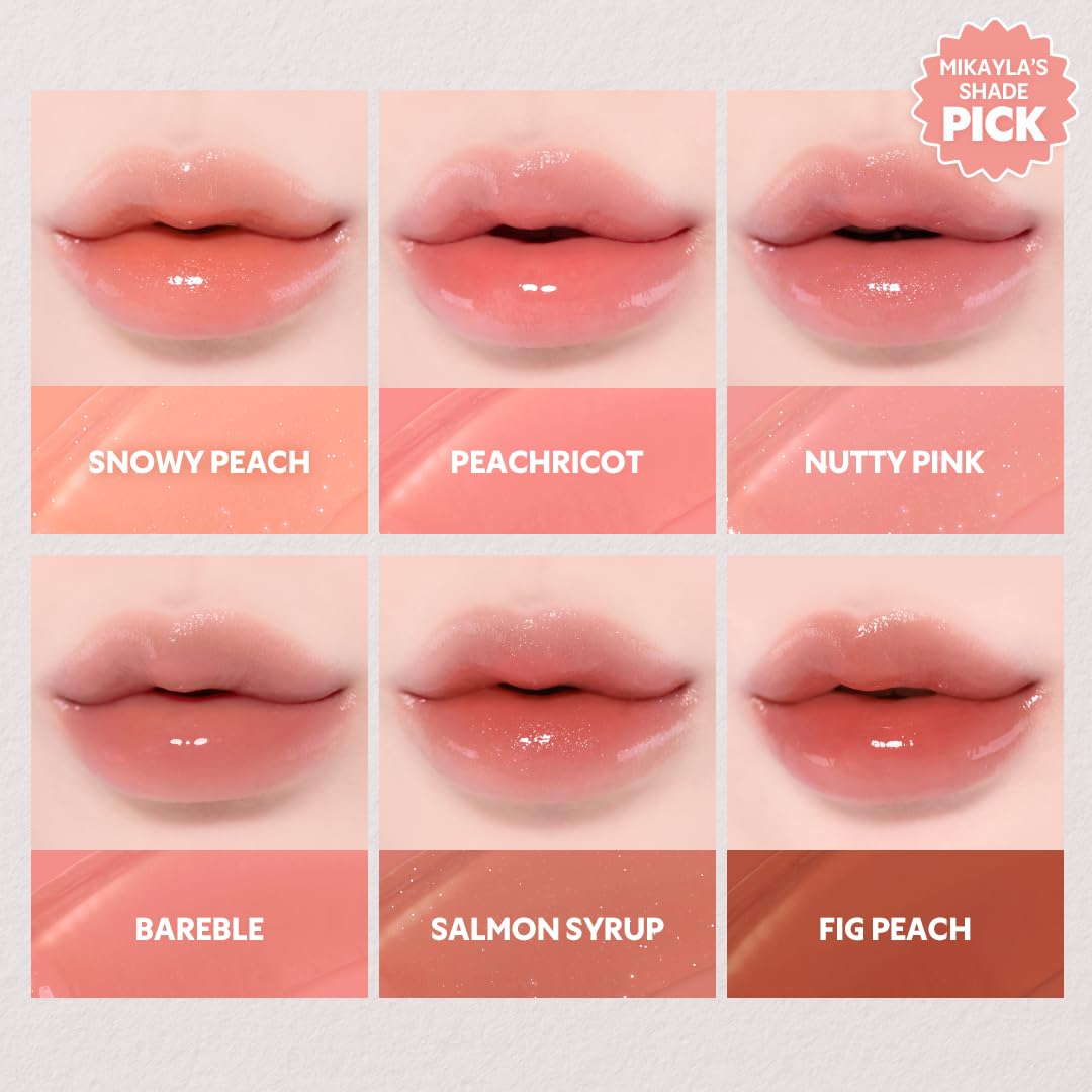 TIRTIR [*Mini Size Waterism Tinted Lip Gloss #04 Fig Peach, 0.06 Fl Oz – Kiss Ready Lipgloss, 12H Long Lasting Non Sticky Natural Tinted Glow Korean Multiuse Cheek and Lip Tint for Women gift