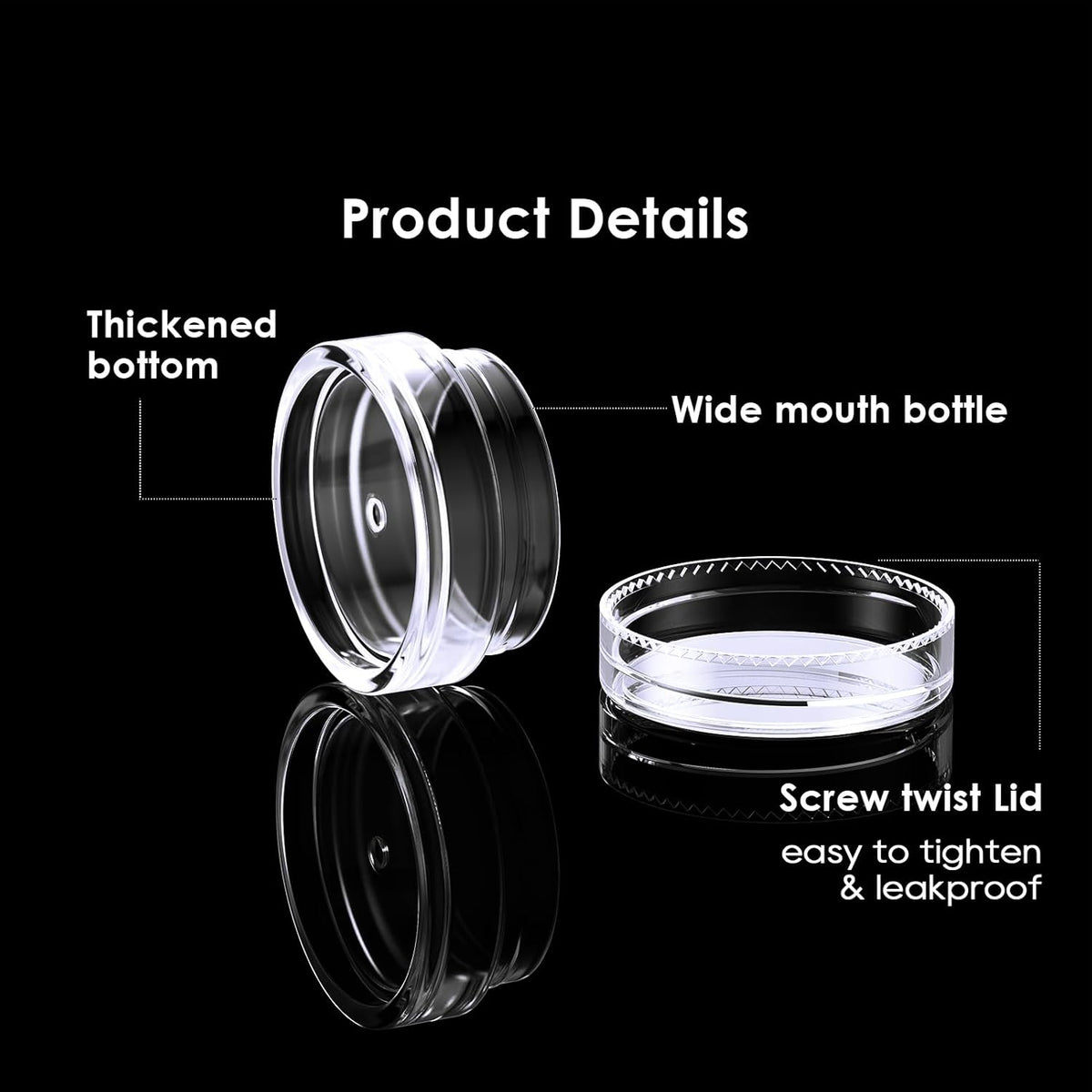 50 Pack 3 Gram Sample Containers with Transparent Lids, Small Plastic Cosmetic Jars, Makeup Travel Container Jar for Cream, Bead, Eye Shadow, Lotions, Powders, Lip Gloss with Labels Spatulas