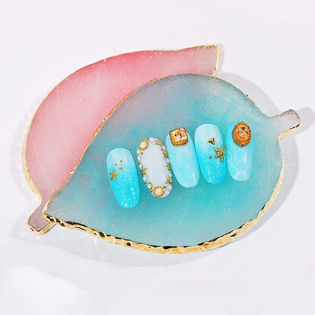 1 Pcs Leaf Resin Nail Art Palette Painting Makeup Palette Tray Cosmetic Nail Gel Polish Colors Mixing Pallet Purple