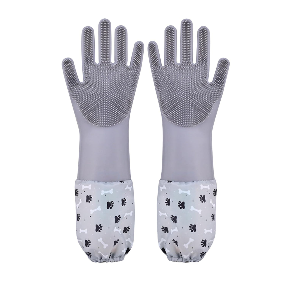 1TO3GO Pet Grooming Gloves Pet Hair Remover Cat, Dog Washing Gloves Silicone Heat Resistant Cleaning Gloves with High-Density Teeth Grooming Gloves for Dogs, Cats, Horses, Rabbits (1 Pair - Gray)