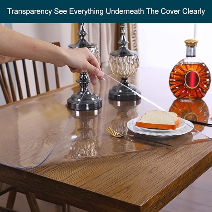 Wadrac Clear Table Protector Plastic Table Cloths PVC Night Stand Table Cover Mat Office Desk Mat Shelf Surface Protection Crystal Children Painting Cover Pad Transprent Rectangular 24x30 inch