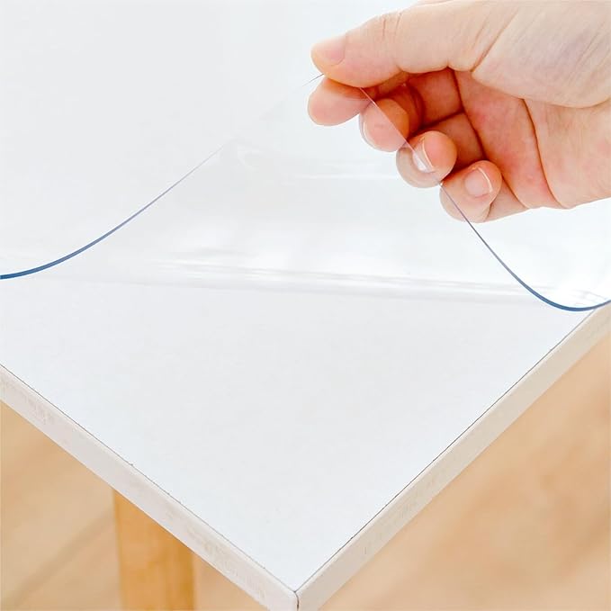 42 x 83 Inch Clear Table Cover Protector, Clear Table Protector for Dining Room Table, 1.5mm Plastic Table Cover, Waterproof Table Pad for Kitchen, Office