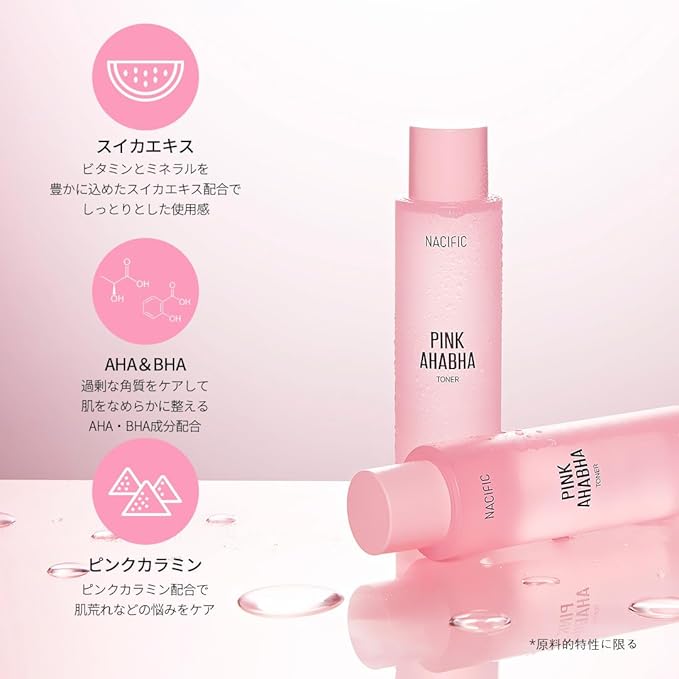 NACIFIC Pink AHA BHA Toner Watermelon extract, Glow, Moisturizing, Hyaluronic Acid 150ml, 5.07fl.oz