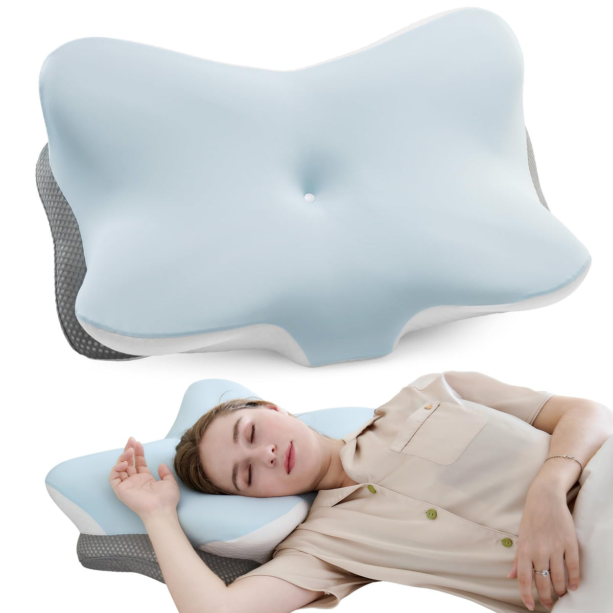 SUBCULTUREPICK Cervical Pillow for Neck and Shoulder,Contour Memory Foam Pillows,Ergonomic Neck Support Pillow for Pain Relief, Side Back Stomach Sleepers with Pillowcase