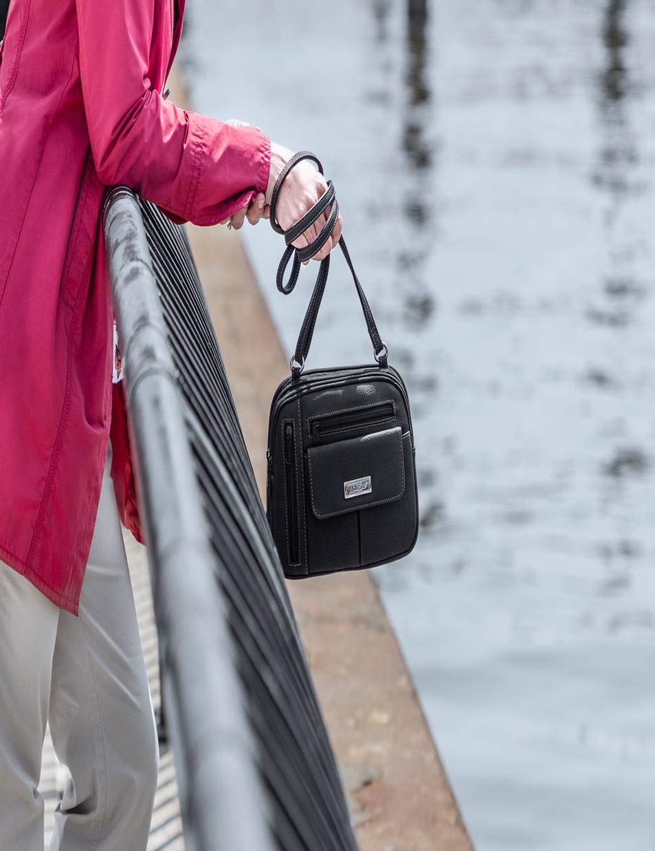 MultiSac Zippy Triple Compartment Crossbody Bag, Black