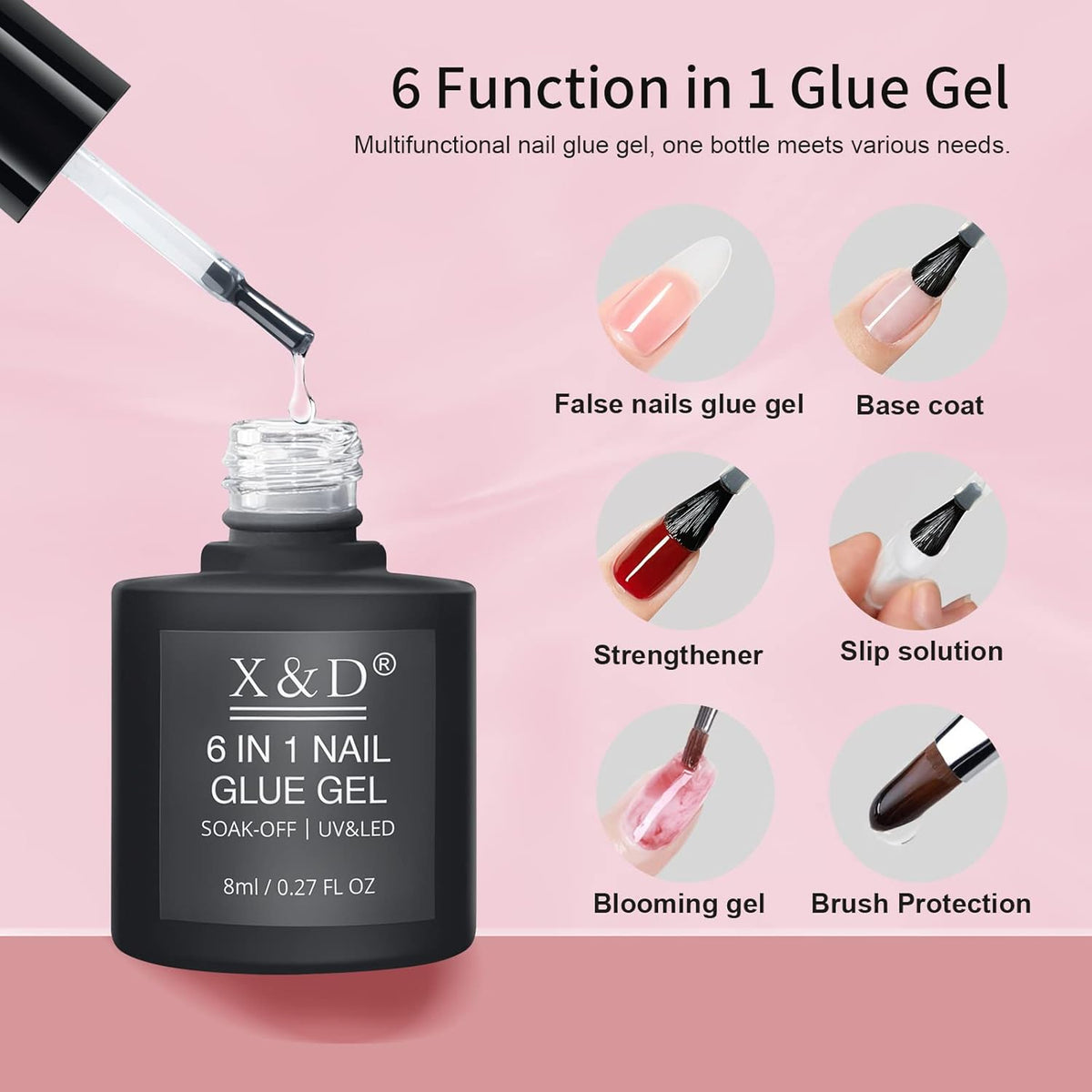 X&D Poly Gel Nail Kit 3 Colors Natural Clear Colors Poly Nail Gel Kit Nail Extension Builder Nail Gel Quick Manicure Home DIY Set for Women (Transparent, Nude Pink, White)