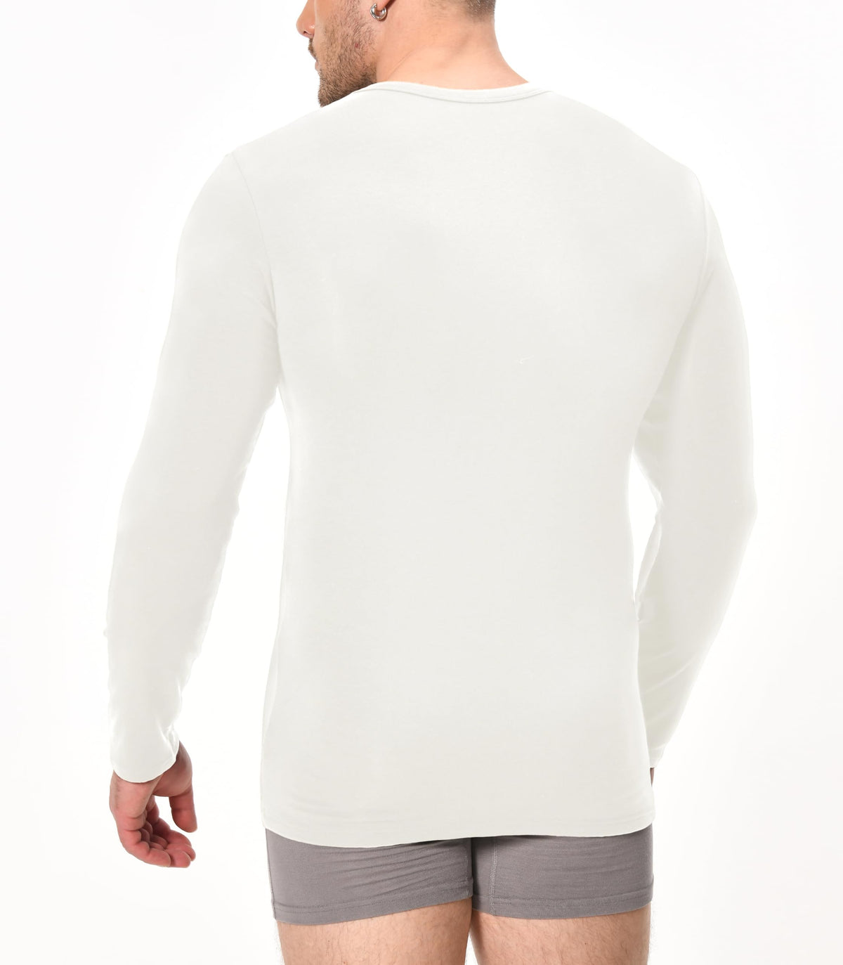 Comfneat Men's Thermal Underwear Base Layer 2-Pack long sleeve Undershirts (Off White Tops 2-Pack, L)