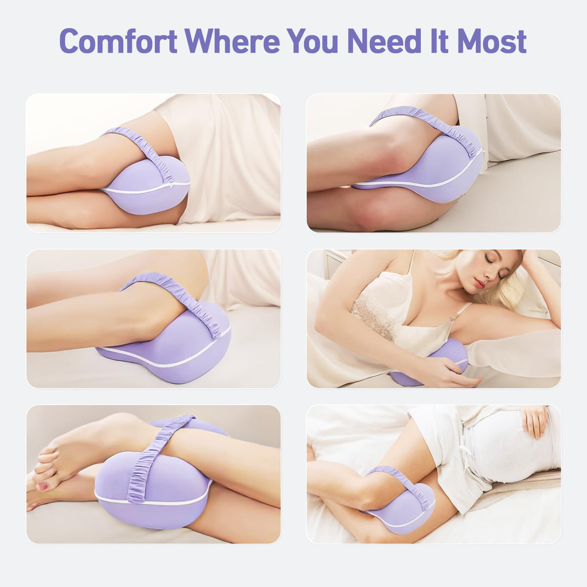 Knee Pillow for Side Sleepers - Smooth Spine Alignment Pillow, Memory Foam Knee Pillows for Back Hip Pain, Spine Aligning, Sciatica, Surgery Recovery, Pregnancy