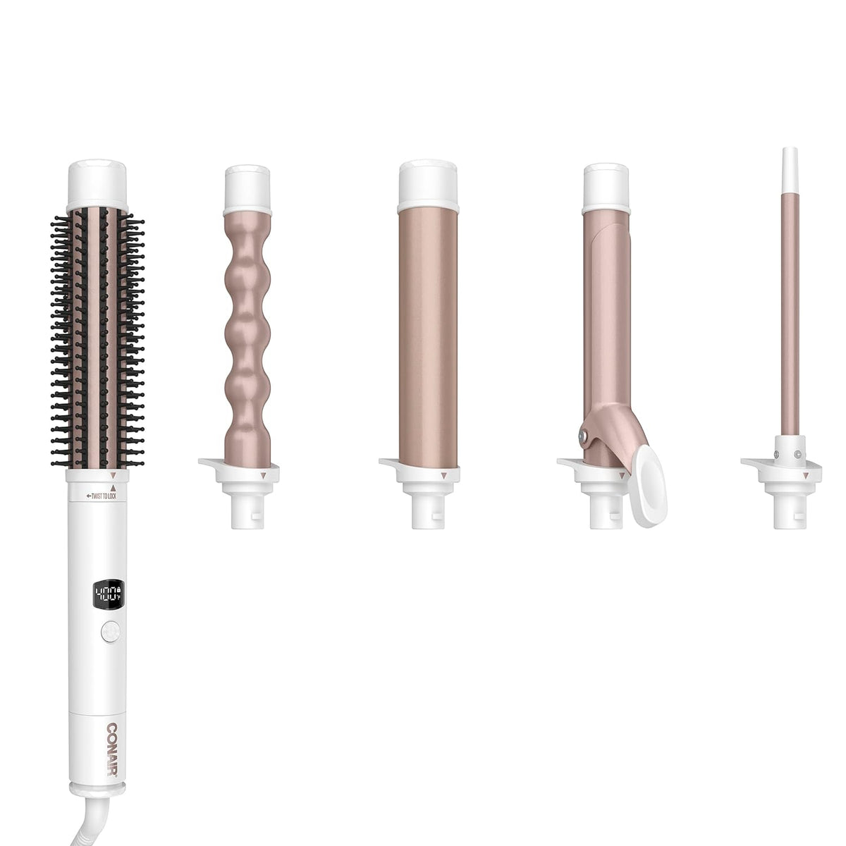 Conair Double Ceramic Multi-Attachment Hair Styler, 5-in-1 Curling Wand Set to Create Curls, Waves, and Blowouts, Ceramic Technology Eliminates Damaging Hot Spots