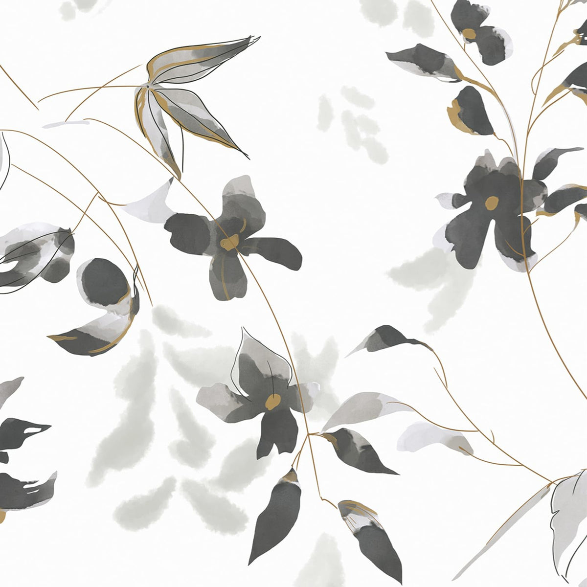 HeloHo Black and White Peel and Stick Wallpaper Boho Floral Wallpaper Leaf Self Adhesive Removable Wall Paper Waterproof Contact Paper for Bathroom Living Room Bedroom Cabinets Decor 15.35" x 118"
