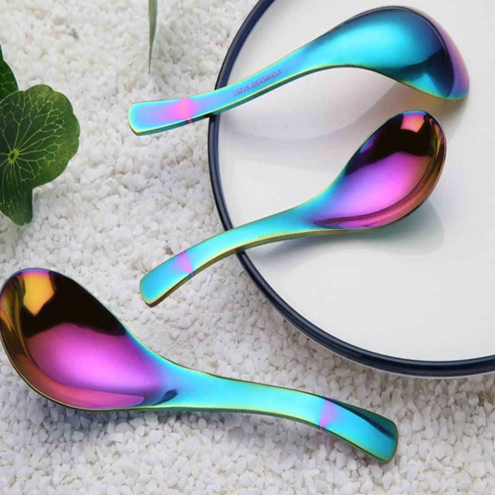 5 PCS Stainless Steel Soup Spoons, Mirror Finish, Kitchen & Dessert Spoons (Silver)