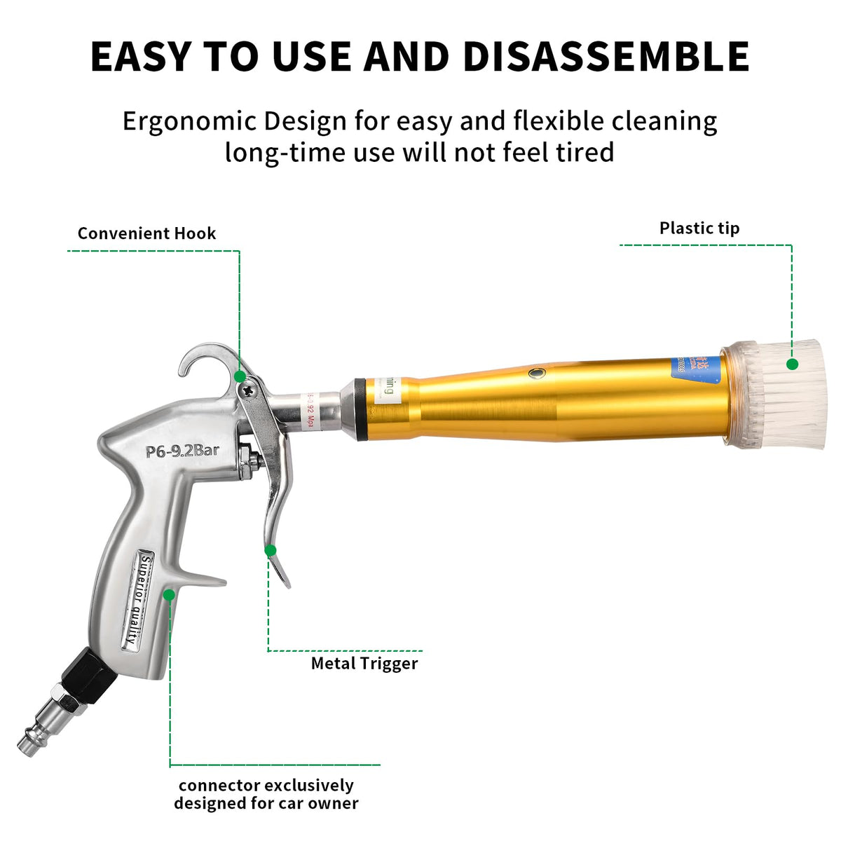 GOCCIDA High Pressure Car Cleaning Gun Air Gun Air Blow Gun Air Nozzle Blower Gun Air Compressor Accessories Tool Air Gun Brush for detailing Cleaning Air Compressor Attachments