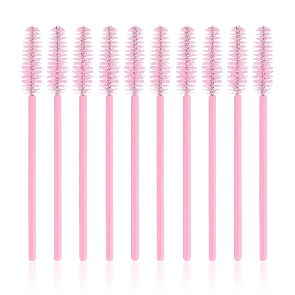 G2PLUS 100PCS Disposable Eyelash Brushes, Adjustable Mascara Wands Makeup Applicator, Lash Spoolies Brushes for Eyelash Extensions and Eyebrows (Baby Pink)
