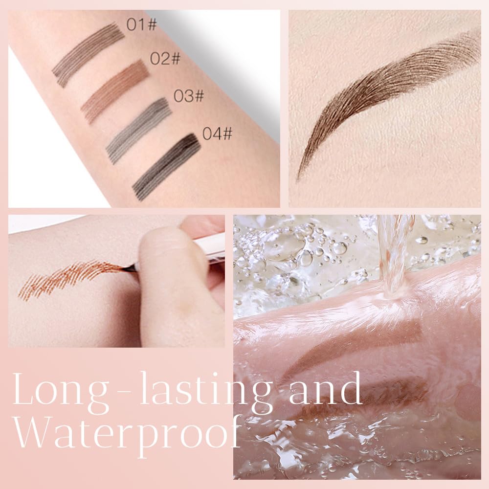 2025 Upgrade Waterproof Brow Pencil with Micro-Fork Tip,3D Magic Eyebrow Pencil 4-Head Split Waterproof Long-lasting Eyebrow Pencil,Natural Makeup Fine Stroke Eyebrow Tattoo Pencils (Dark Brown)